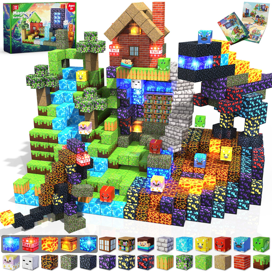 【Volcano Basin】Magnetic Tiles Building Blocks STEM Toys - 2025 Glowing Collection