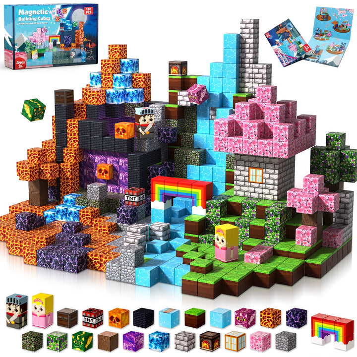 【Pink x Dark】Magnetic Tiles Building Blocks STEM Toys - 2025 Adventure Collection