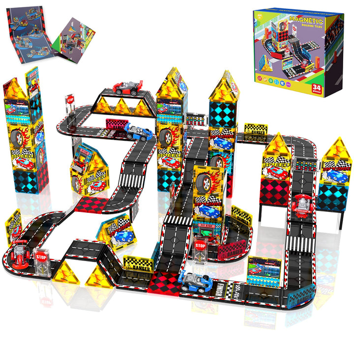 【Racing Car】Magnetic Tiles Building Blocks STEM Toys - 2025 Tile Collection