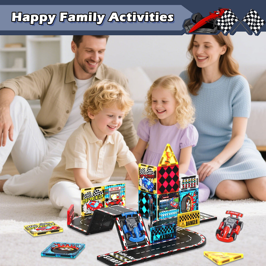 【Racing Car】Magnetic Tiles Building Blocks STEM Toys - 2025 Tile Collection