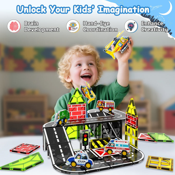 【Urban Road】Magnetic Tiles Building Blocks STEM Toys - 2025 Tile Collection