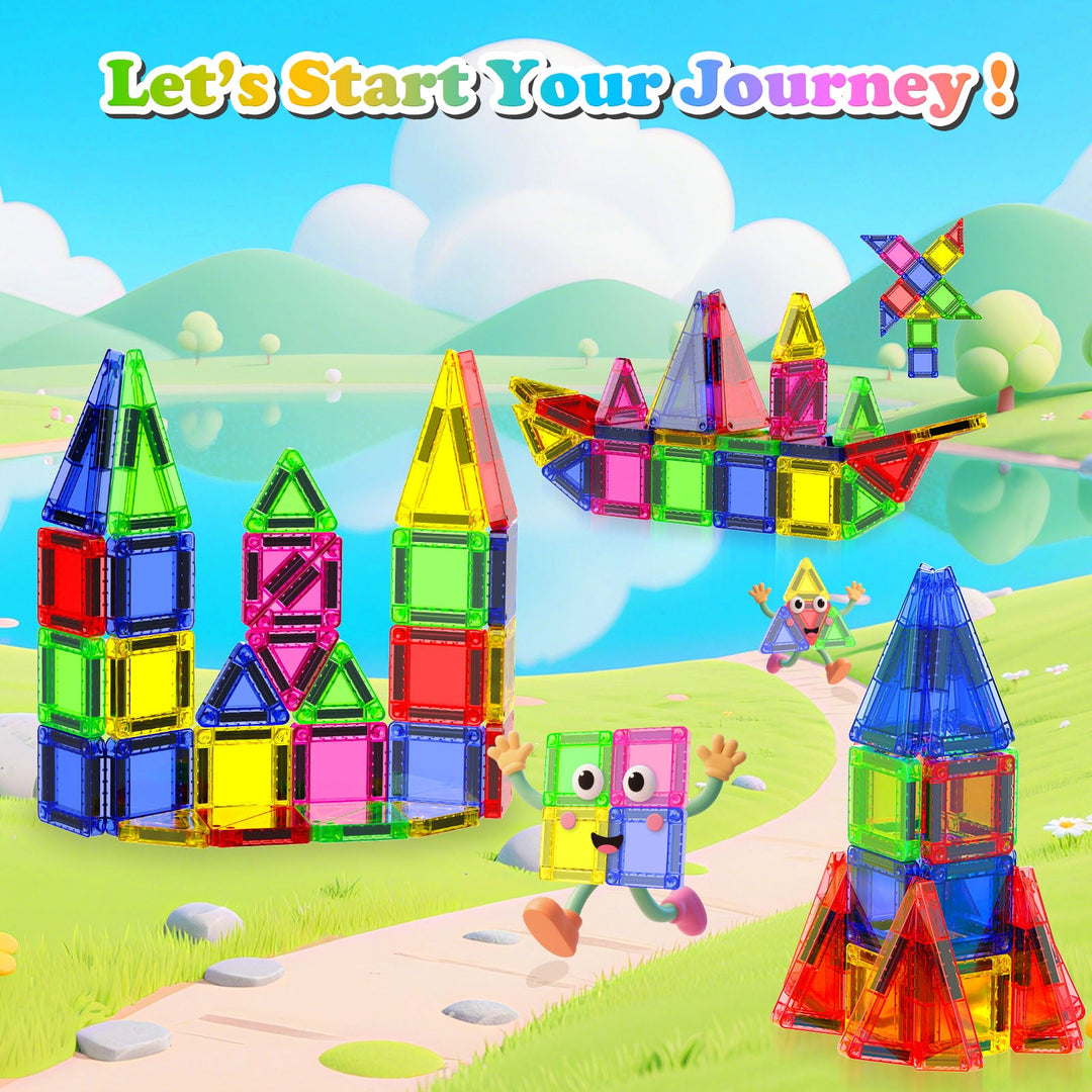 【Geometric Learning】Magnetic Tiles Building Blocks STEM Toys - 2025 Tile Collection