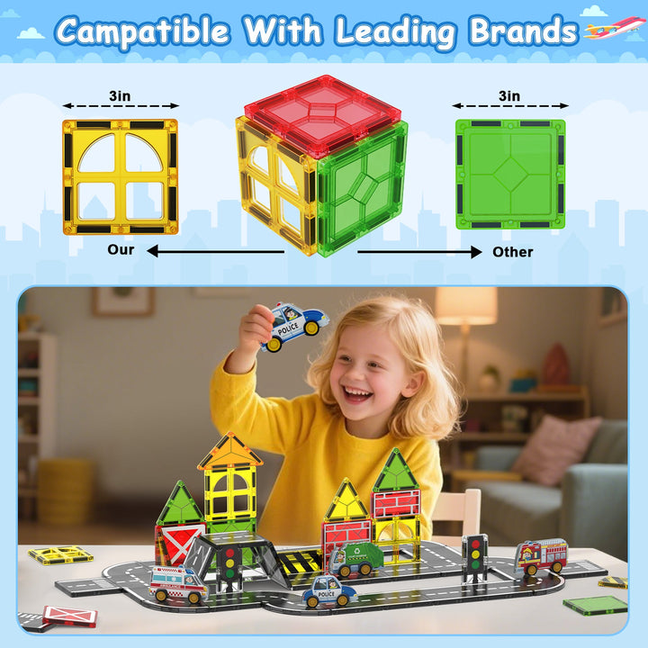 【Urban Road】Magnetic Tiles Building Blocks STEM Toys - 2025 Tile Collection