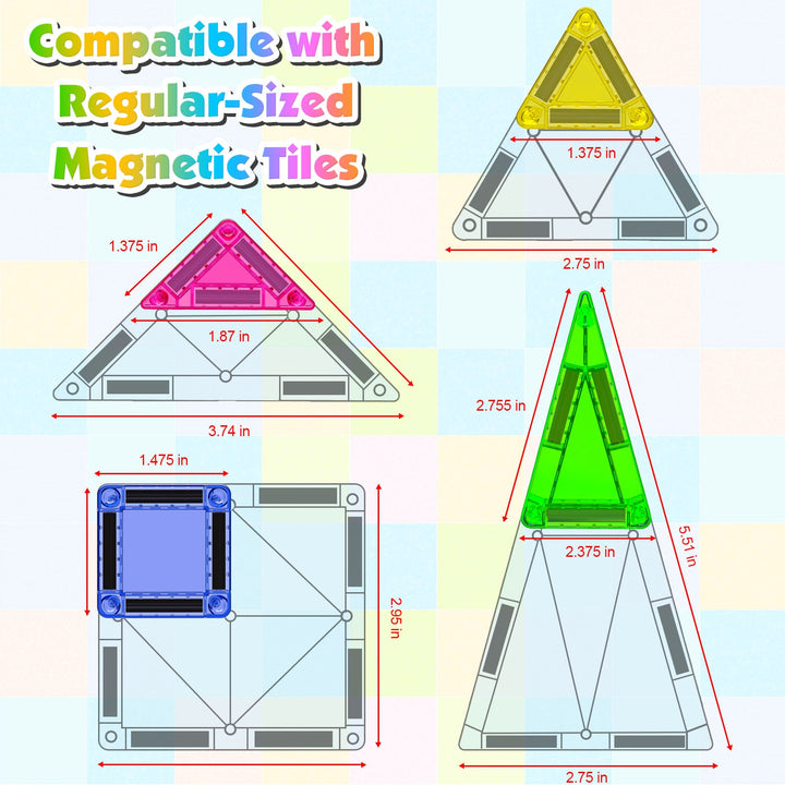 【Geometric Learning】Magnetic Tiles Building Blocks STEM Toys - 2025 Tile Collection