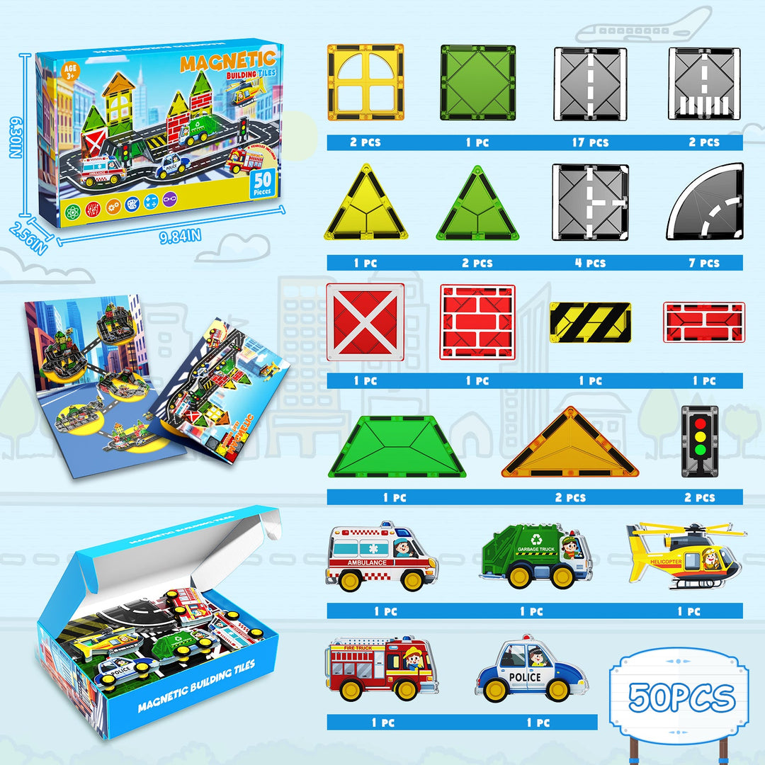 【Urban Road】Magnetic Tiles Building Blocks STEM Toys - 2025 Tile Collection