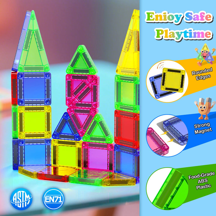 【Geometric Learning】Magnetic Tiles Building Blocks STEM Toys - 2025 Tile Collection