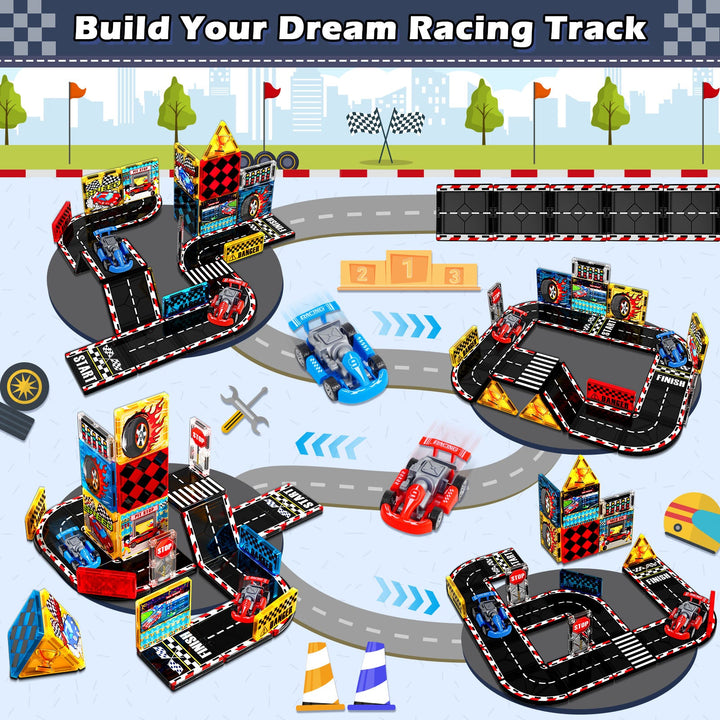 【Racing Car】Magnetic Tiles Building Blocks STEM Toys - 2025 Tile Collection