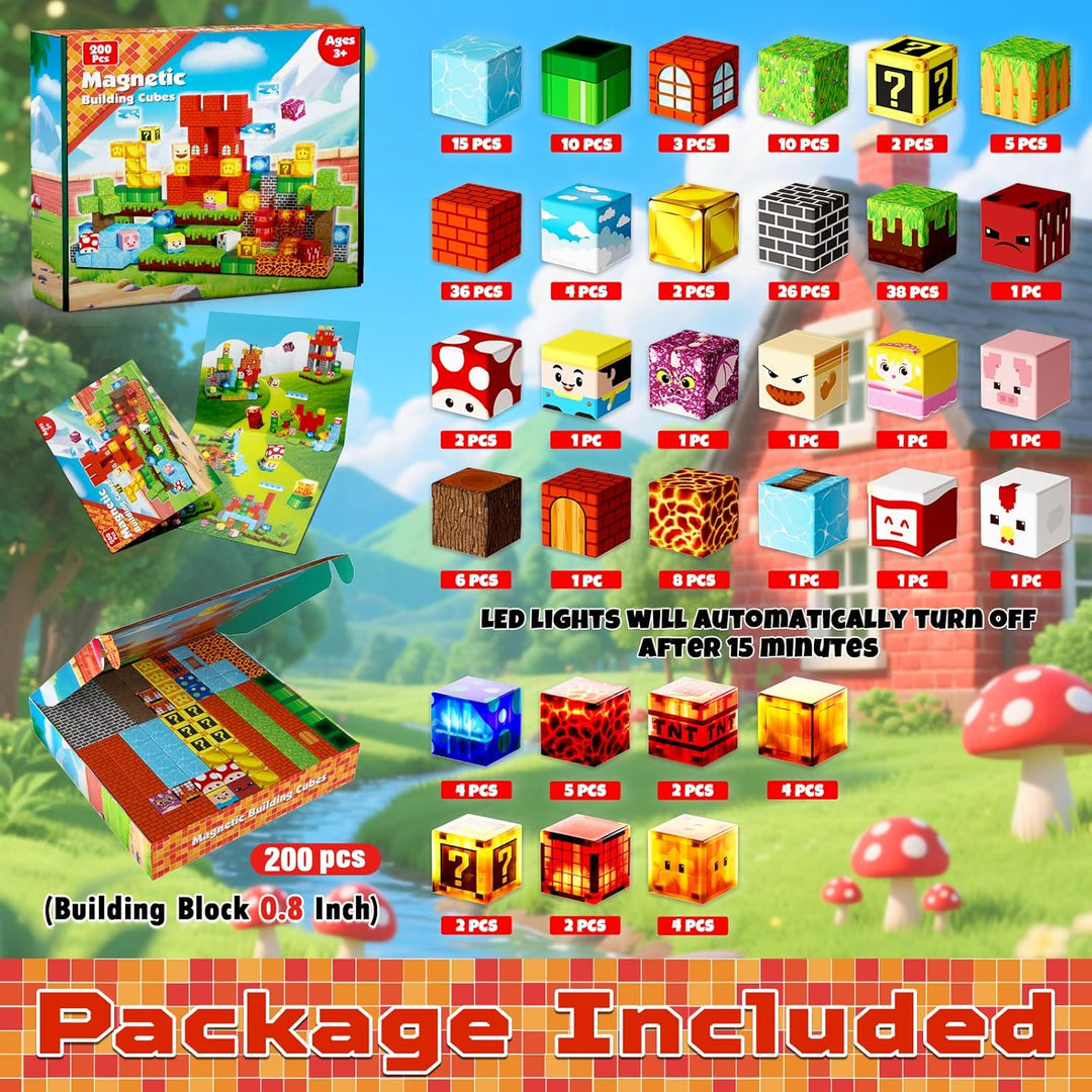 【Gaming Time】Magnetic Tiles Building Blocks STEM Toys - 2025 Glowing Collection