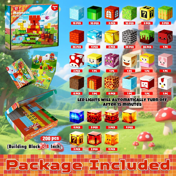 【Gaming Time】Magnetic Tiles Building Blocks STEM Toys - 2025 Glowing Collection