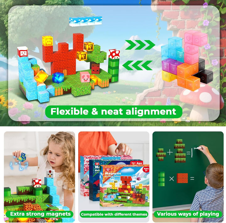 【Gaming Time】Magnetic Tiles Building Blocks STEM Toys - 2025 Glowing Collection