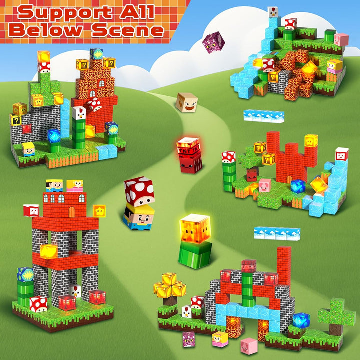 【Gaming Time】Magnetic Tiles Building Blocks STEM Toys - 2025 Glowing Collection