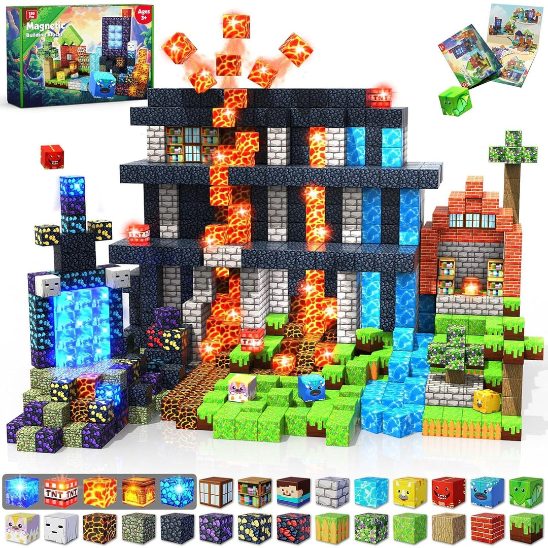 【Volcano Basin】Magnetic Tiles Building Blocks STEM Toys - 2025 Glowing Collection