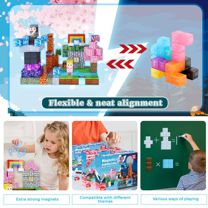 【Pink x Dark】Magnetic Tiles Building Blocks STEM Toys - 2025 Adventure Collection