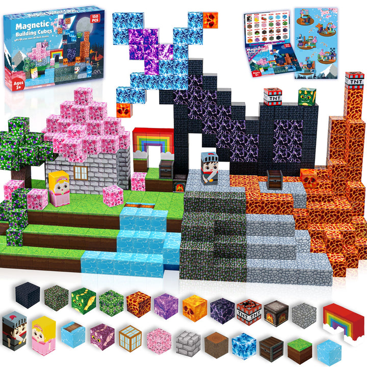 【Pink x Dark】Magnetic Tiles Building Blocks STEM Toys - 2025 Adventure Collection