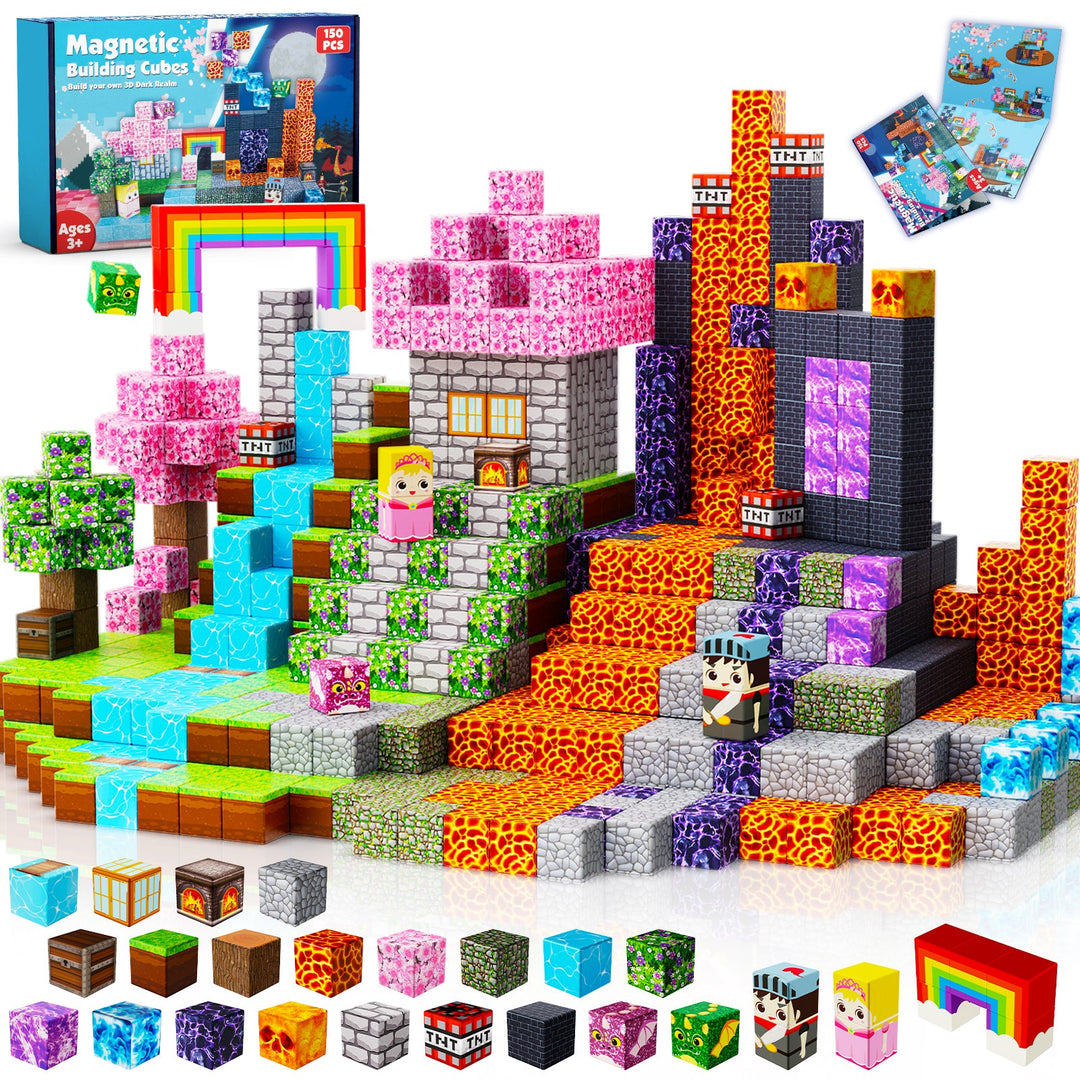 【Pink x Dark】Magnetic Tiles Building Blocks STEM Toys - 2025 Adventure Collection