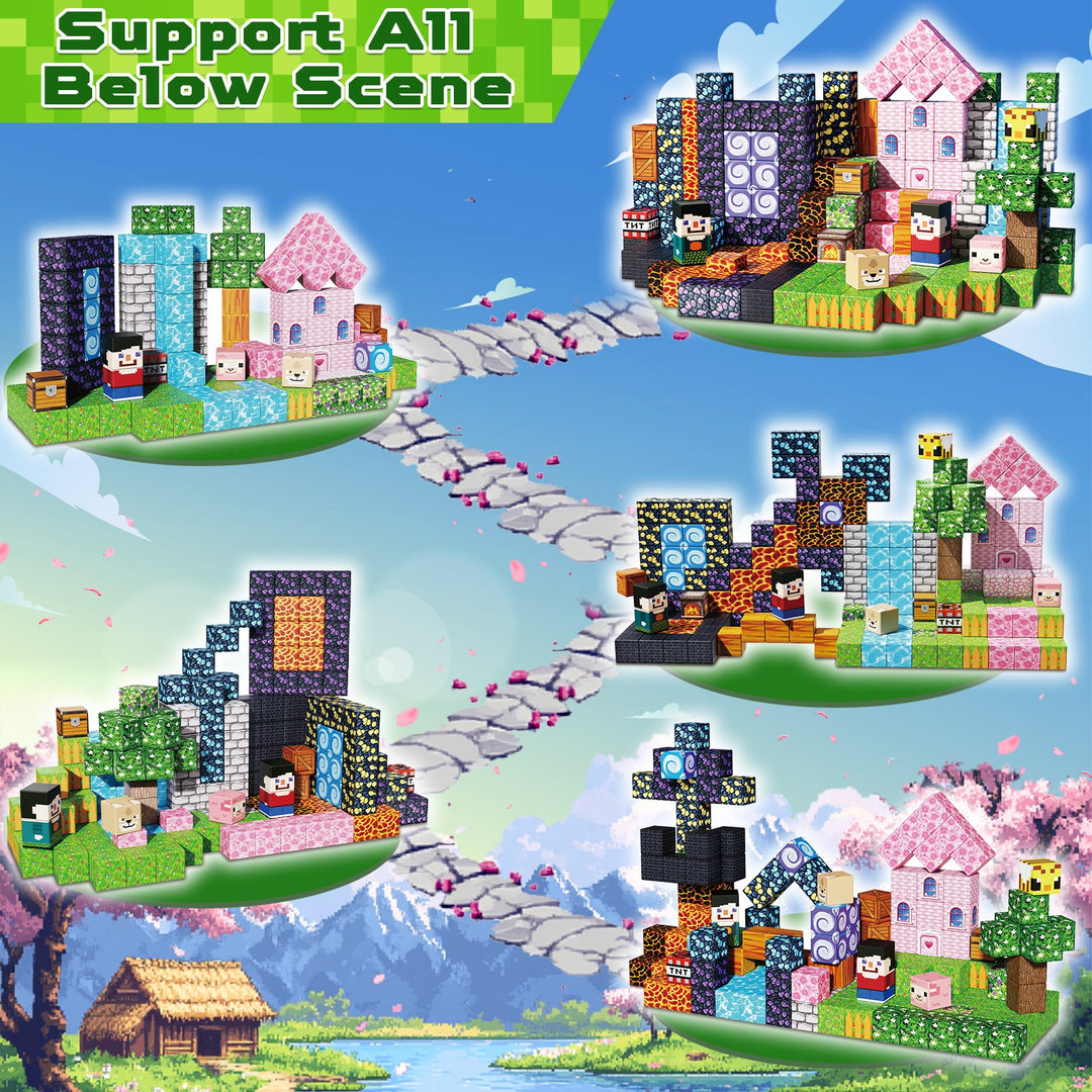 【Pink x Forest x Dark】Magnetic Tiles Building Blocks STEM Toys - 2025 Adventure Collection