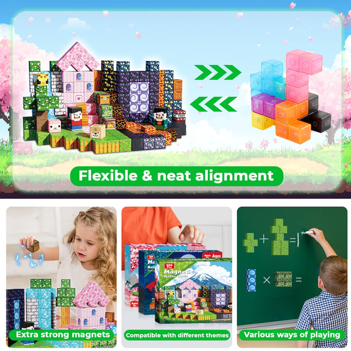 【Pink x Forest x Dark】Magnetic Tiles Building Blocks STEM Toys - 2025 Adventure Collection