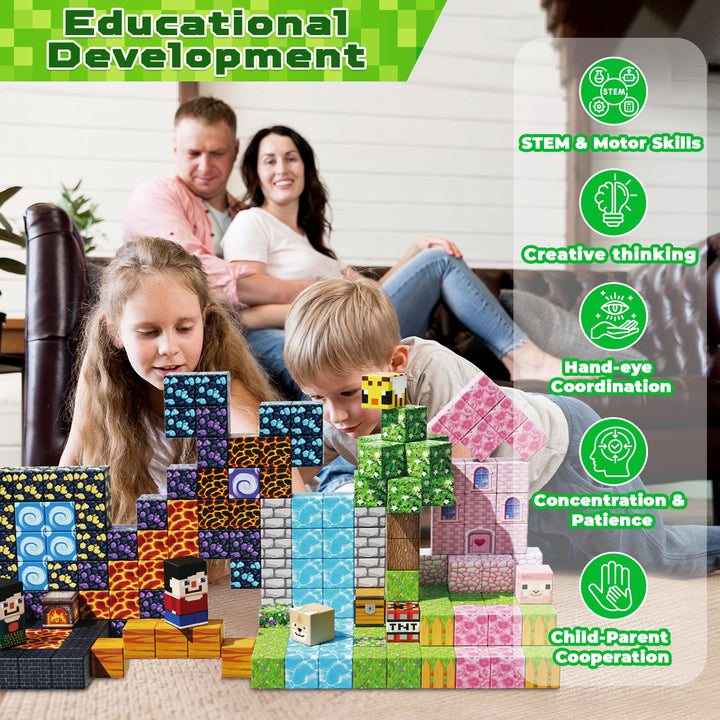 【Pink x Forest x Dark】Magnetic Tiles Building Blocks STEM Toys - 2025 Adventure Collection