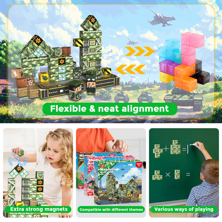 【Battle Ground】Magnetic Tiles Building Blocks STEM Toys - 2025 Fiction Collection