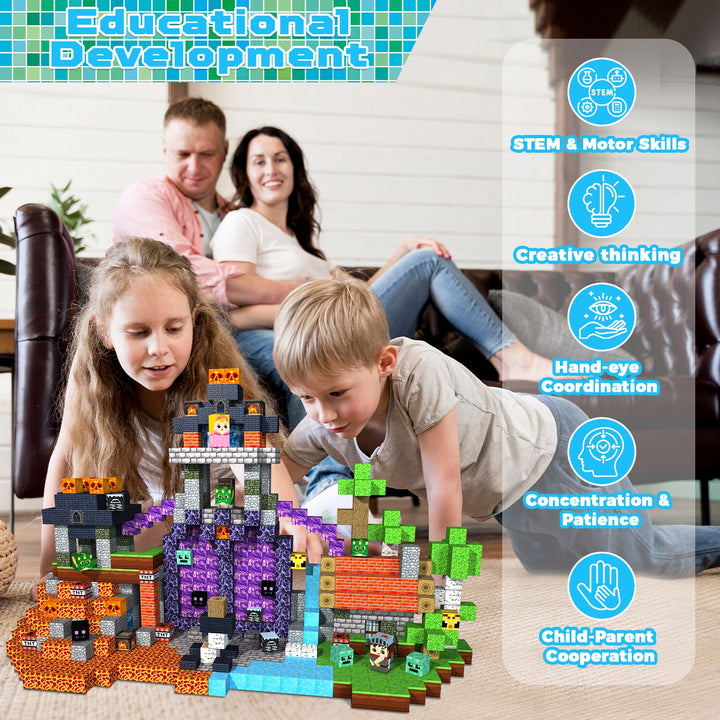 【Grass x Dark】Magnetic Tiles Building Blocks STEM Toys - 2025 Adventure Collection