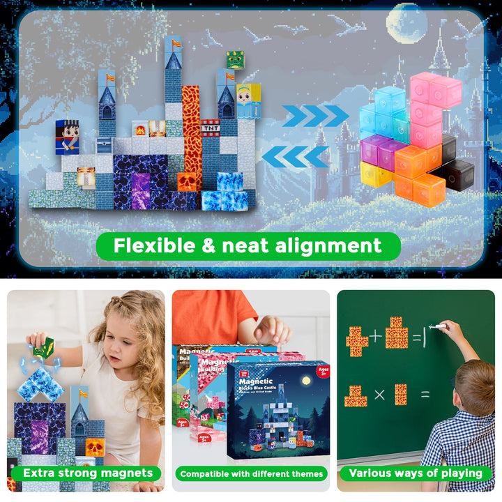 【Midnight Blue】Magnetic Tiles Building Blocks STEM Toys - 2025 Castle Collection