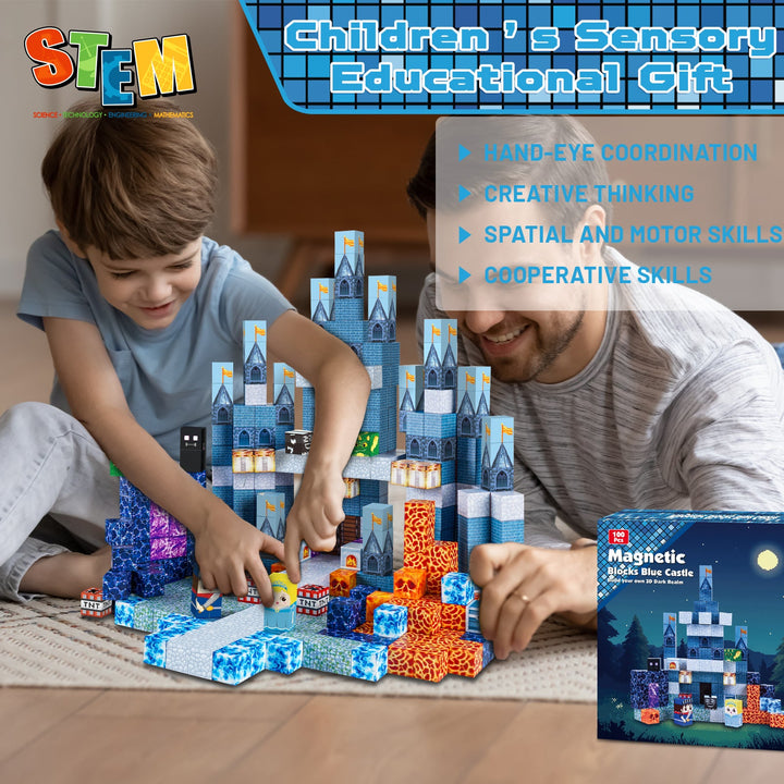 【Midnight Blue】Magnetic Tiles Building Blocks STEM Toys - 2025 Castle Collection