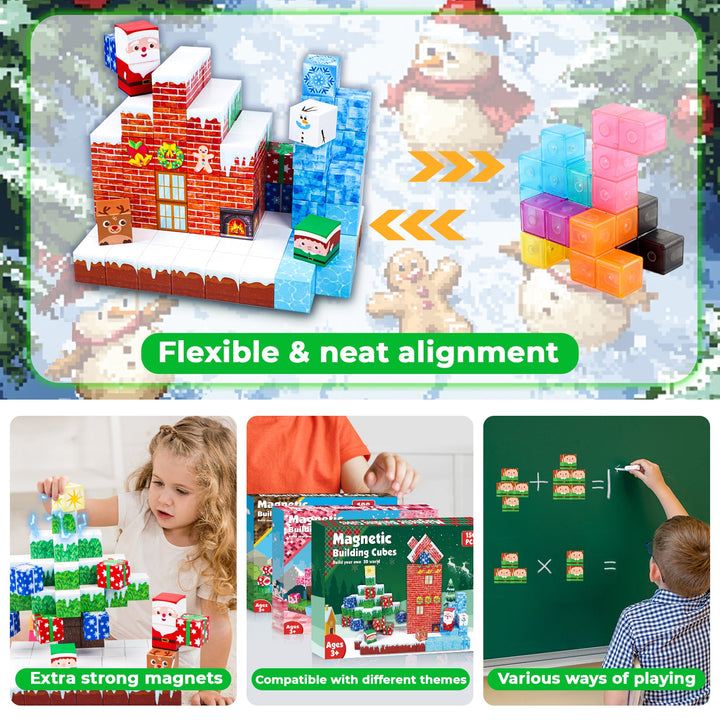 【Christmas Eve】Magnetic Tiles Building Blocks STEM Toys - 2025 Village Collection