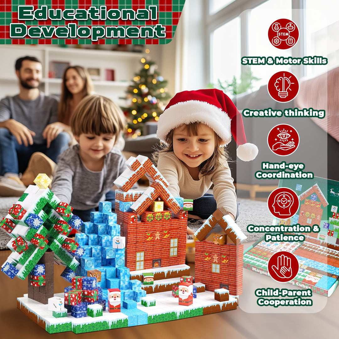 【Christmas Eve】Magnetic Tiles Building Blocks STEM Toys - 2025 Village Collection