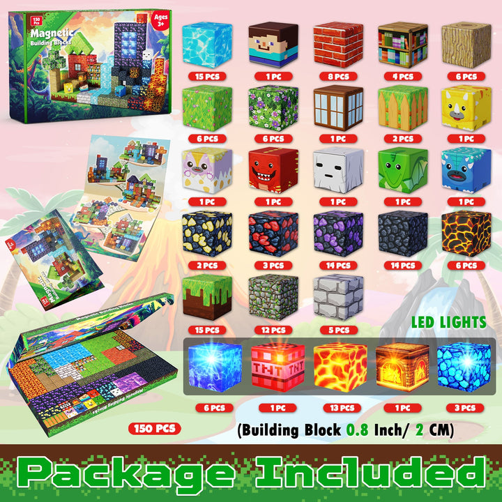 【Volcano Basin】Magnetic Tiles Building Blocks STEM Toys - 2025 Glowing Collection
