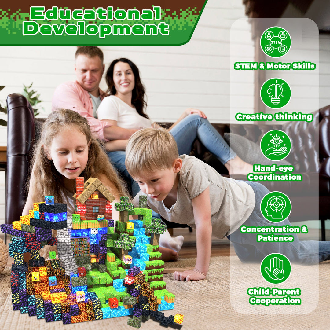 【Volcano Basin】Magnetic Tiles Building Blocks STEM Toys - 2025 Glowing Collection