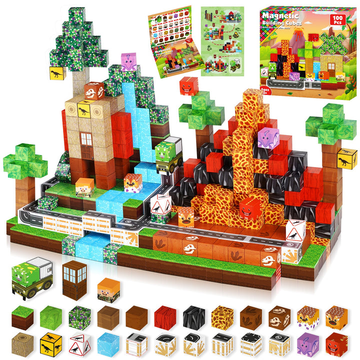 【Dinosaur Age】Magnetic Tiles Building Blocks STEM Toys - 2025 Fiction Collection