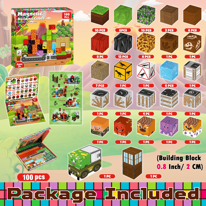 【Dinosaur Age】Magnetic Tiles Building Blocks STEM Toys - 2025 Fiction Collection
