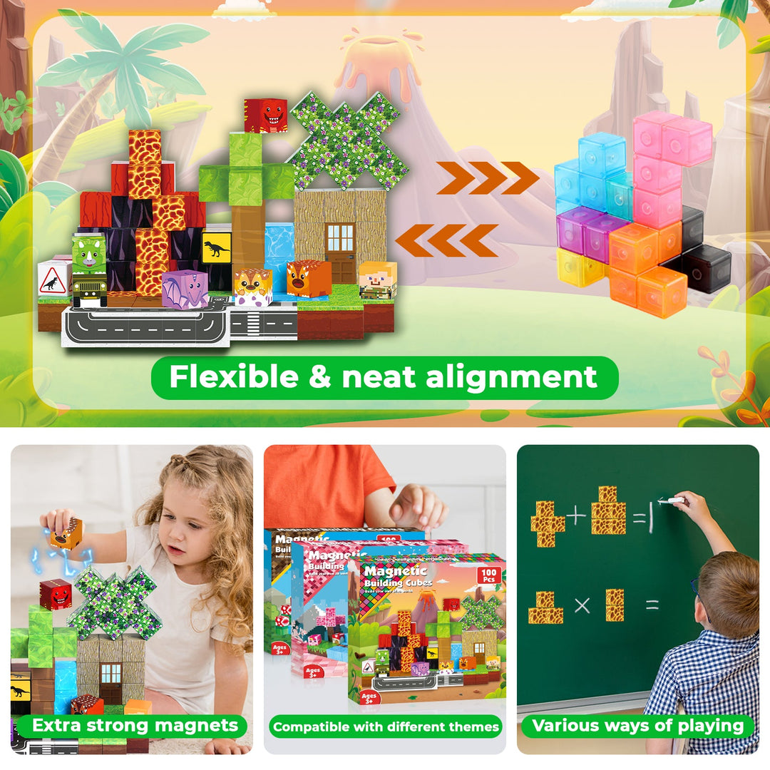【Dinosaur Age】Magnetic Tiles Building Blocks STEM Toys - 2025 Fiction Collection