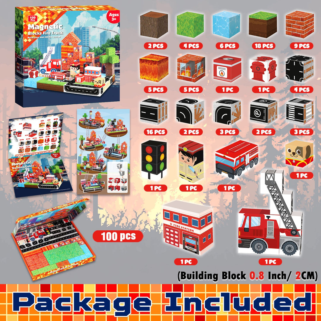 【Fire Fighting】Magnetic Tiles Building Blocks STEM Toys - 2025 Village Collection