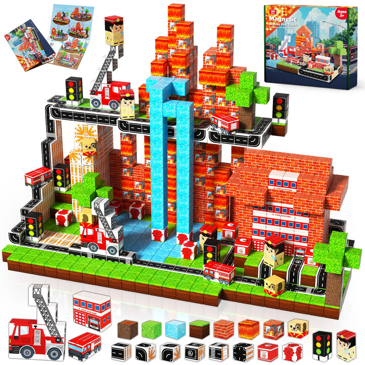 【Fire Fighting】Magnetic Tiles Building Blocks STEM Toys - 2025 Village Collection