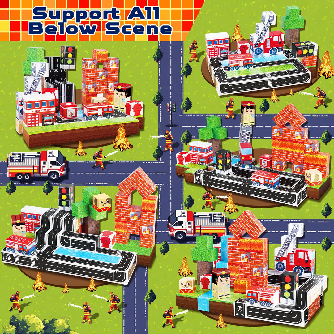 【Fire Fighting】Magnetic Tiles Building Blocks STEM Toys - 2025 Village Collection