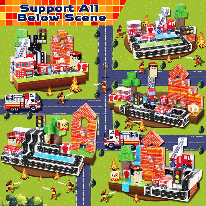 【Fire Fighting】Magnetic Tiles Building Blocks STEM Toys - 2025 Village Collection
