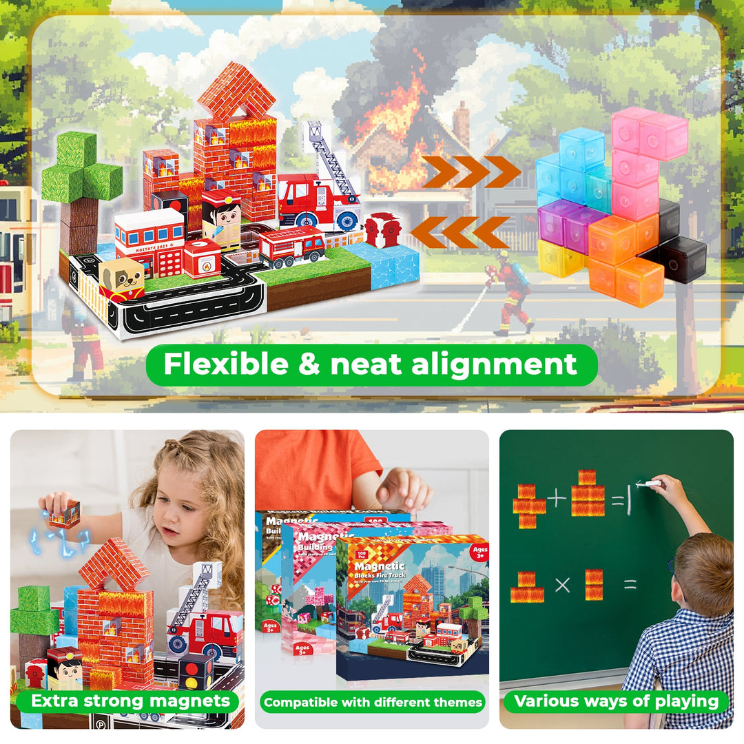【Fire Fighting】Magnetic Tiles Building Blocks STEM Toys - 2025 Village Collection