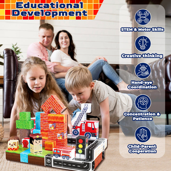 【Fire Fighting】Magnetic Tiles Building Blocks STEM Toys - 2025 Village Collection