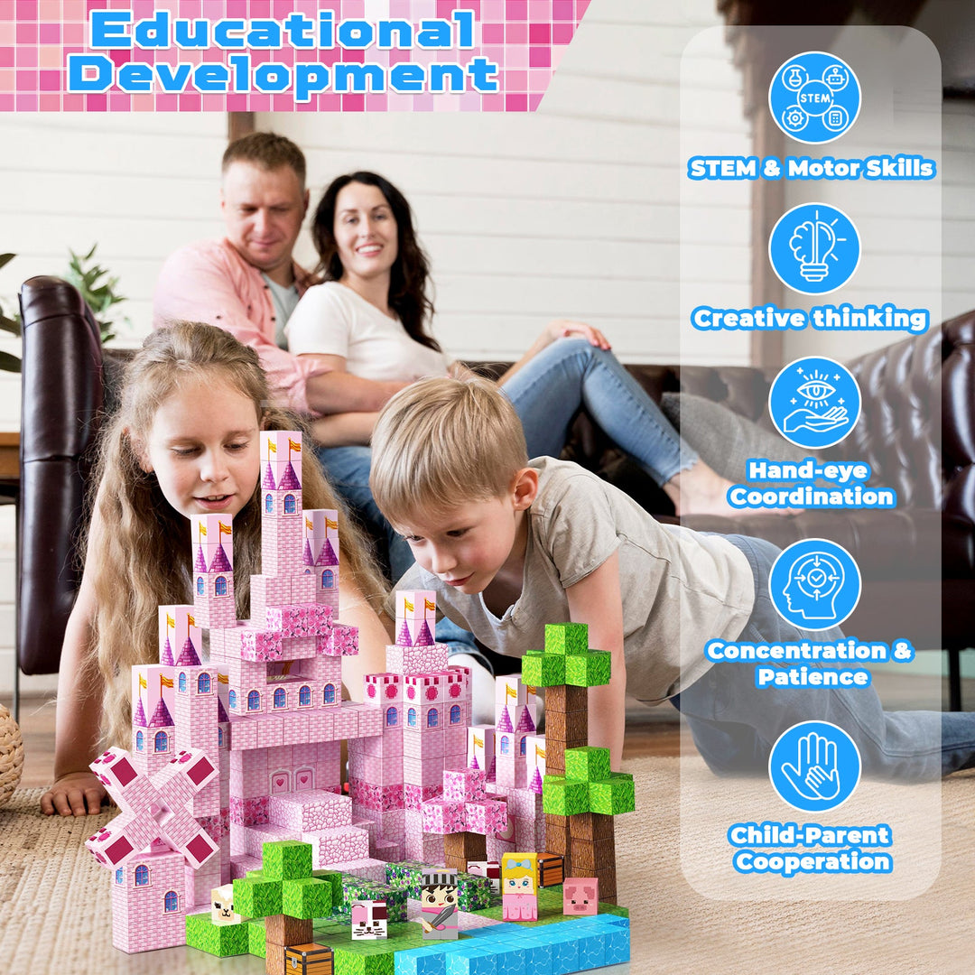 【Sakura Pink】Magnetic Tiles Building Blocks STEM Toys - 2025 Castle Collection