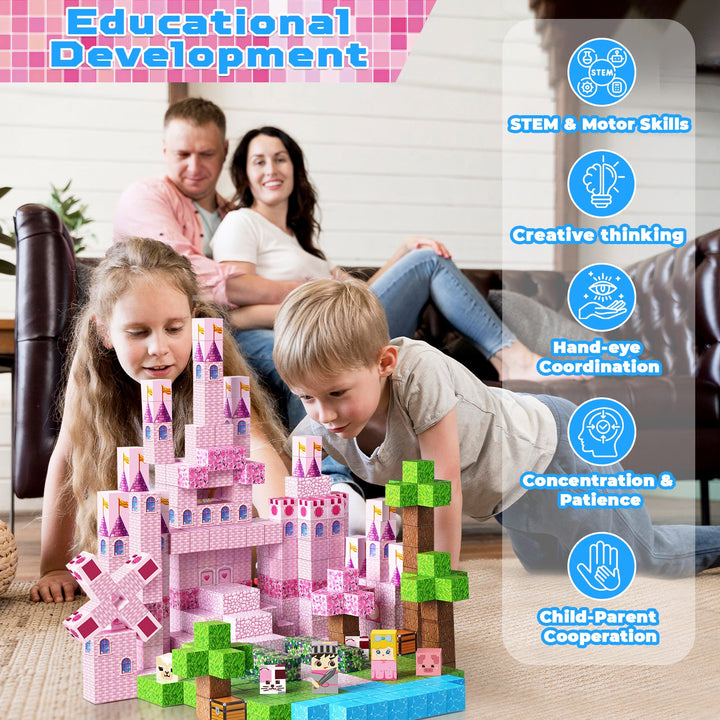 【Sakura Pink】Magnetic Tiles Building Blocks STEM Toys - 2025 Castle Collection