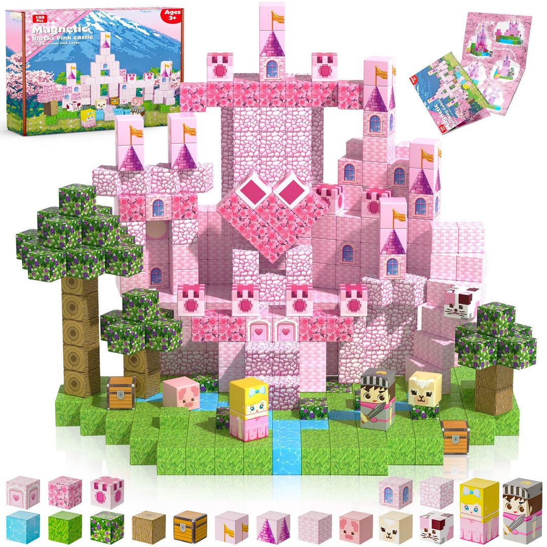【Sakura Pink】Magnetic Tiles Building Blocks STEM Toys - 2025 Castle Collection