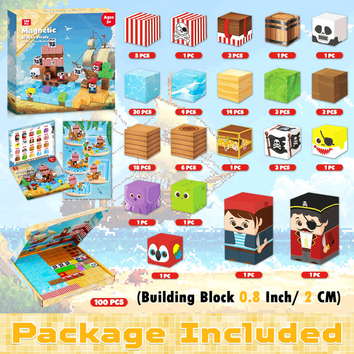 【Pirate Ship】Magnetic Tiles Building Blocks STEM Toys - 2025 Fiction Collection