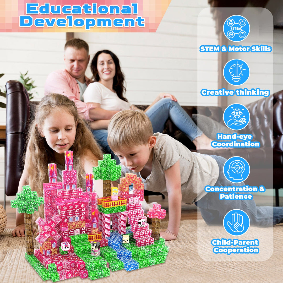 【Clear Pink】Magnetic Tiles Building Blocks STEM Toys - 2025 Castle Collection